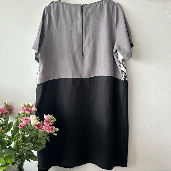 Marina Rinaldi Dumas Linen Leopard Print Short Sleeve Shift Dress - Picture 4 of 10